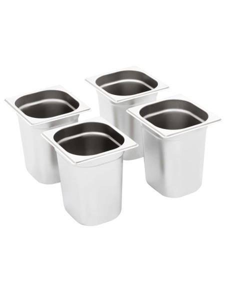 Contenitori Gastronorm 8 pz GN 1/6 200 mm in Acciaio Inox