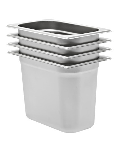 Contenitori Gastronorm 4 pz GN 1/4 200 mm in Acciaio Inox
