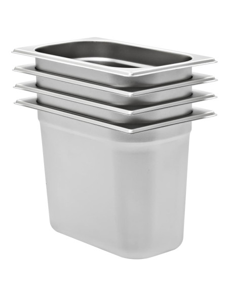Contenitori Gastronorm 4 pz GN 1/4 200 mm in Acciaio Inox