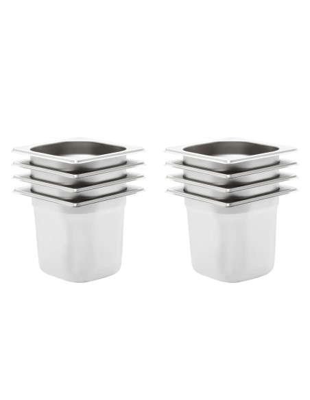 Contenitori Gastronorm 8 pz GN 1/6 150 mm in Acciaio Inox