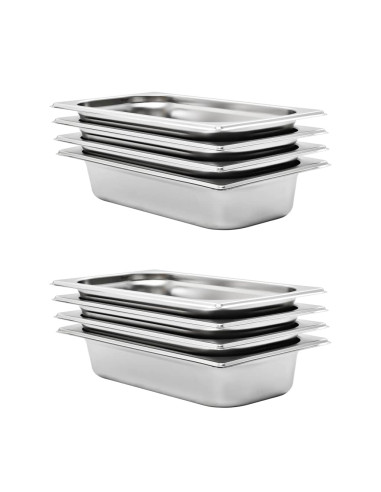 Contenitori Gastronorm 8 pz GN 1/3 65 mm in Acciaio Inox