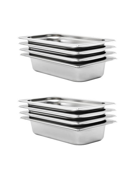 Contenitori Gastronorm 8 pz GN 1/3 65 mm in Acciaio Inox