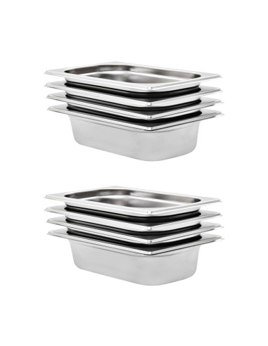 Contenitori Gastronorm 8 pz GN 1/4 65 mm in Acciaio Inox