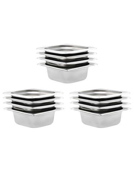 Contenitori Gastronorm 12 pz GN 1/6 65 mm in Acciaio Inox