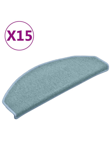 Tappetini per scale 15 pz 65x24x4 cm Blu mare Semicircolari Grandi