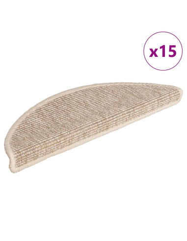 Tappetini per scale 15 pz 56x17x3 cm Beige chiaro Semicircolari