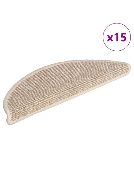 Tappetini per scale 15 pz 56x17x3 cm Beige chiaro Semicircolari