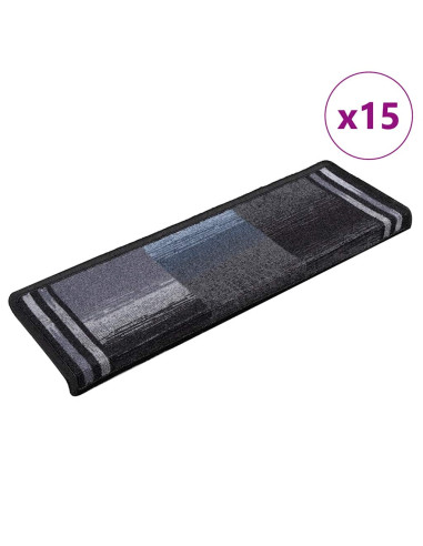 Tappetini Autoadesivi per Scale 15 pz 65x21x4 cm Neri e Grigi