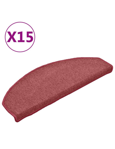 Tappetini per scale 15 pz 65x24x4 cm Bordeaux Semicircolari Grandi