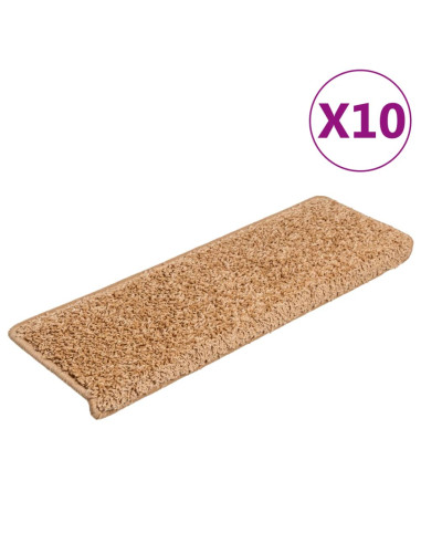 Tappetini per scale 10 pz 65x21x4 cm Beige Bordo rettangolare