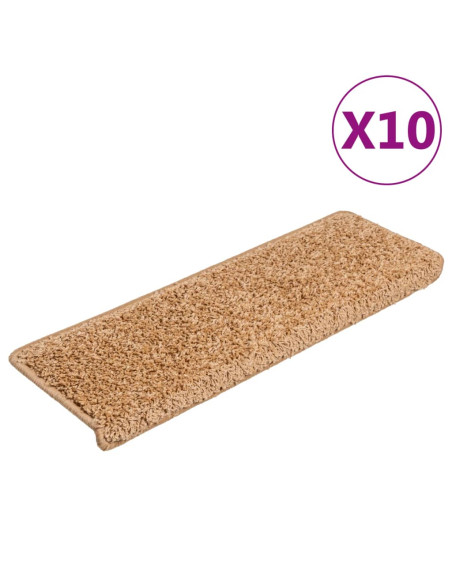 Tappetini per scale 10 pz 65x21x4 cm Beige Bordo rettangolare