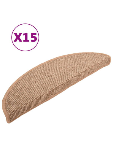 Tappetini per scale 15 pz 56x17x3 cm Marrone chiaro Semicircolari