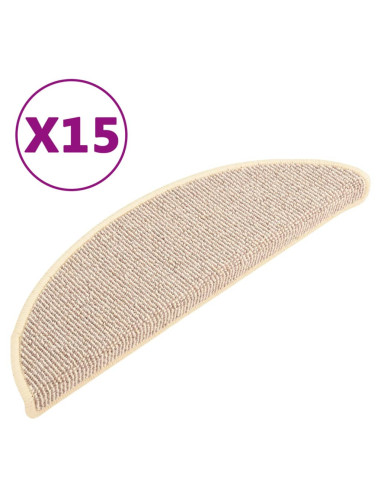 Tappetini per scale 15 pz 56x17x3 cm Bianco e Marrone Semicircolari