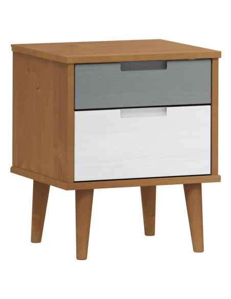 Comodino Marrone MOLDE 40x35x48 cm in Legno Massello di Pino