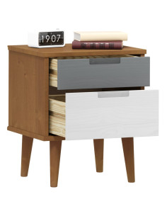 Comodino Marrone MOLDE 40x35x48 cm in Legno Massello di Pino 2