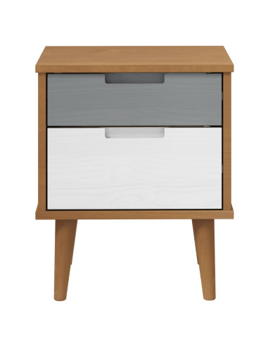 Comodino Marrone MOLDE 40x35x48 cm in Legno Massello di Pino