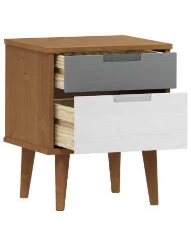 Comodino Marrone MOLDE 40x35x48 cm in Legno Massello di Pino