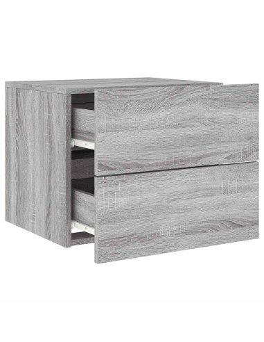 Comodini a Parete con luci LED 2 pz Grigio Sonoma