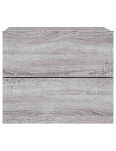 Comodino a Parete con luci LED Grigio Sonoma