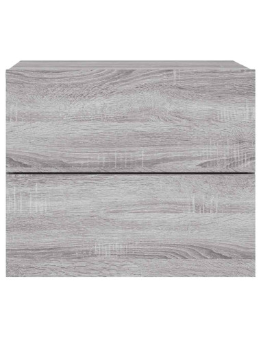 Comodino a Parete con luci LED Grigio Sonoma