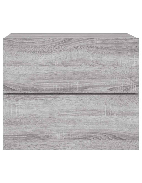 Comodino a Parete con luci LED Grigio Sonoma