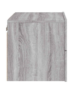 Comodino a Parete con luci LED Grigio Sonoma 2