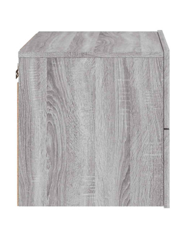 Comodino a Parete con luci LED Grigio Sonoma