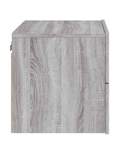 Comodino a Parete con luci LED Grigio Sonoma