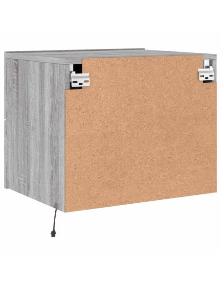 Comodino a Parete con luci LED Grigio Sonoma