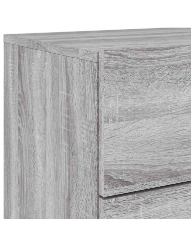 Comodino a Parete con luci LED Grigio Sonoma