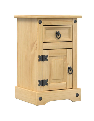 Comodino Corona 35x32,5x58 cm in Legno Massello di Pino