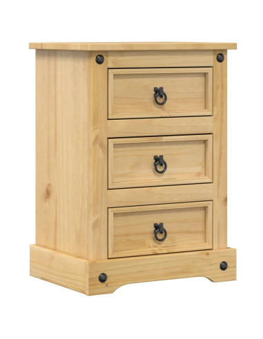 Comodino Corona 45x35x64 cm in Legno Massello di Pino