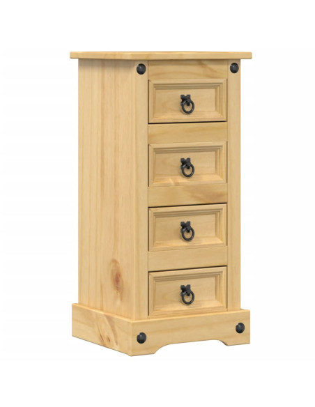 Comodino Corona 35x32,5x74 cm in Legno Massello di Pino