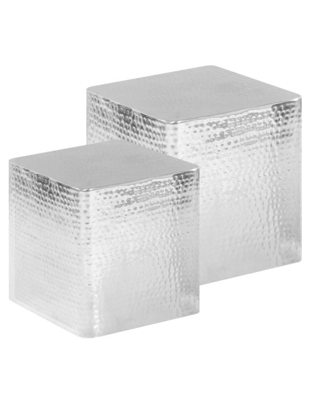 Tavolini da Salotto 2 pz Argento in Alluminio