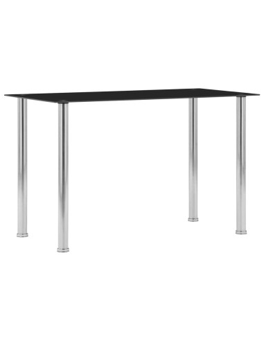 Tavolo da Pranzo Nero 120x60x75 cm in Vetro Temperato