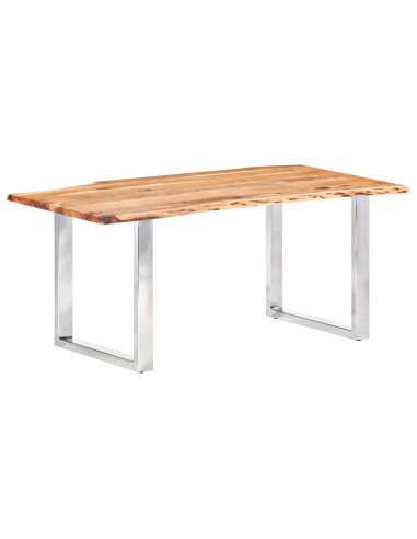 Tavolo da Pranzo con Bordi Vivi Massello di Acacia 200 cm 3,8cm