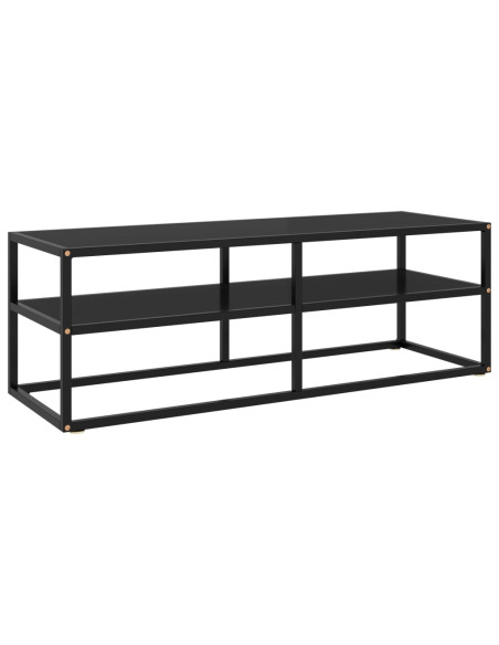 Mobile TV Nero con Vetro Nero 120x40x40 cm