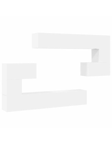 Set Mobili Porta TV 10 pz Bianco in Legno Multistrato