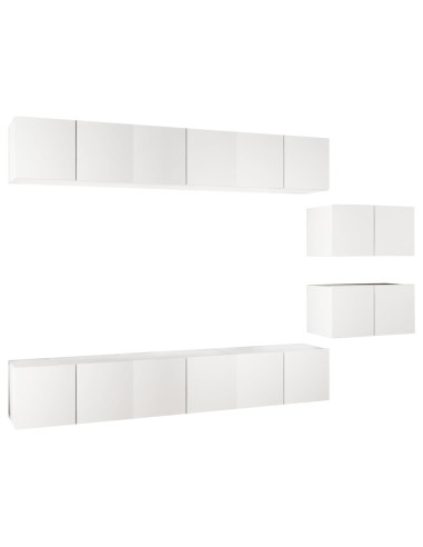 Mobili TV 8 pz Bianchi in Legno Multistrato