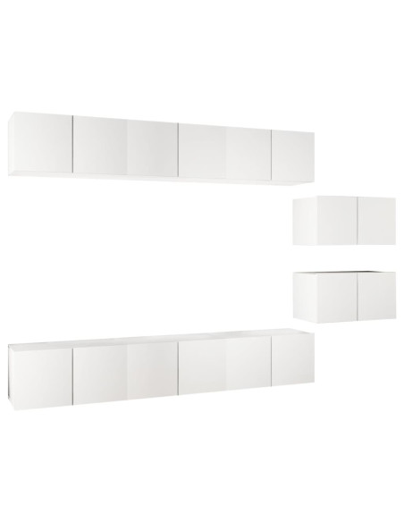 Mobili TV 8 pz Bianchi in Legno Multistrato