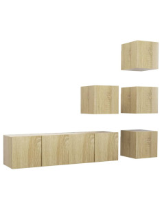 Set di Mobili Porta TV 6 pz Rovere Sonoma in Legno Multistrato