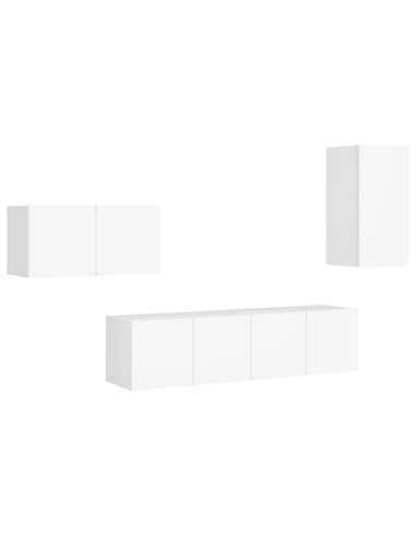 Set di Mobili Porta TV 4 pz Bianco in Legno Multistrato