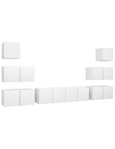 Set Mobili Porta TV 8 pz Bianco in Legno Multistrato