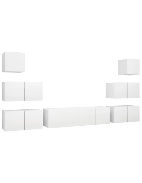 Set Mobili Porta TV 8 pz Bianco in Legno Multistrato