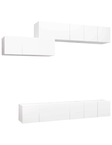 Set Mobili Porta TV 7 pz Bianco in Legno Multistrato