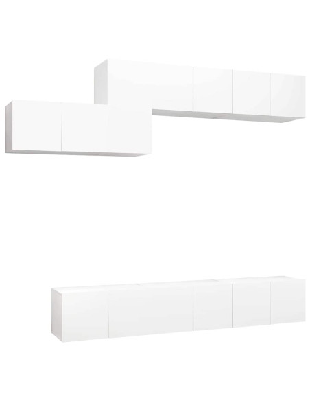 Set Mobili Porta TV 7 pz Bianco in Legno Multistrato