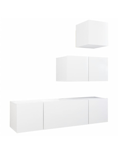 Set Mobili Porta TV 4 pz Bianco in Legno Multistrato