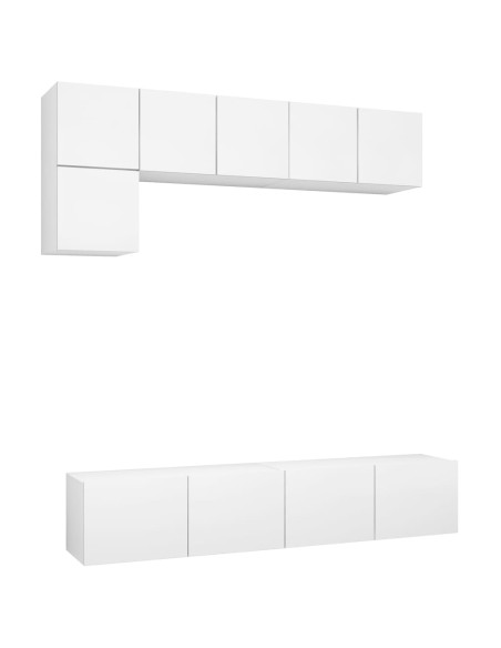 Set di Mobili Porta TV 5 pz Bianco in Legno Multistrato