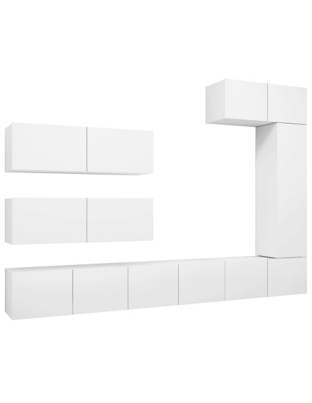 Set di Mobili Porta TV 7 pz Bianco in Legno Multistrato