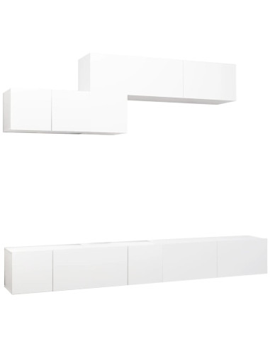 Set di Mobili Porta TV 6 pz Bianco in Legno Multistrato